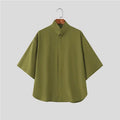 Japanese Style Men Stand Collar Half Sleeve Shirt Loose | SAMAG