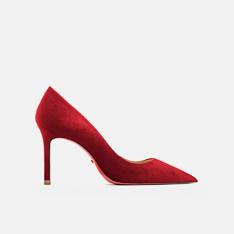 luxury women's shoes Black Suede Elegant Office Shoes Women Brand Pumps Red sole High Heels Pointed Toe Evening Dress Shoes 12cm