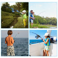 Kids Fishing Rod and Reel Combo Full Kit 1.2m/1.5m Telescopic Casting Rod Pole with Spincast Reel and Hooks Lures Swivels Carry
