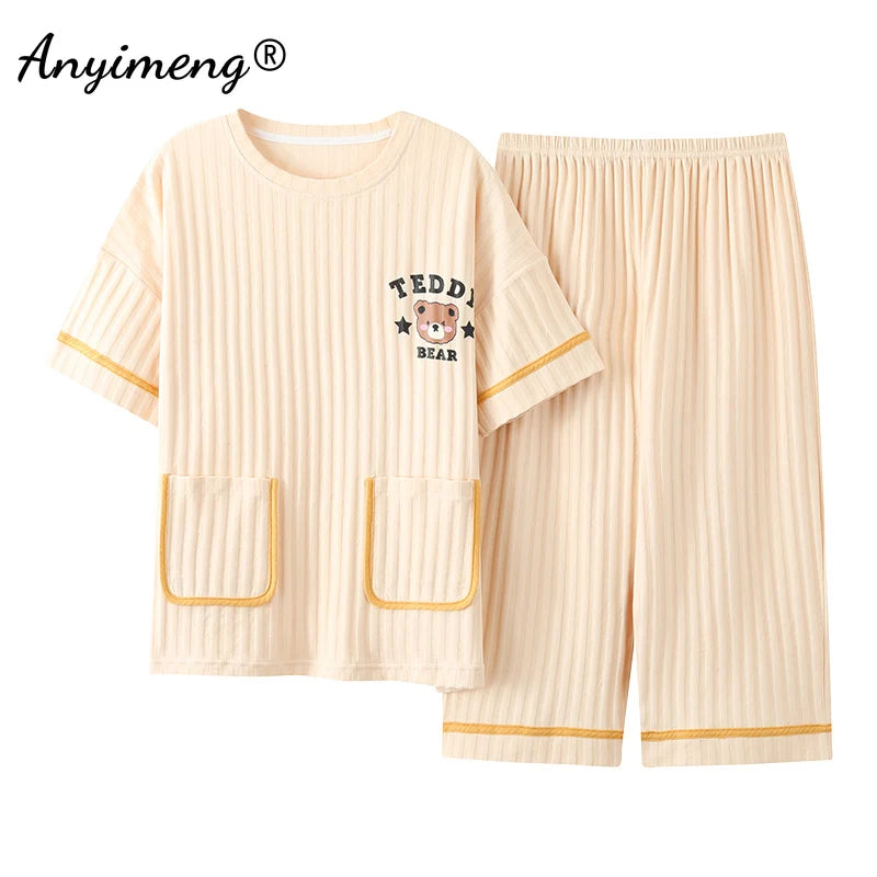 Summer Capris Pajamas Cute Cartoon Print for Women | SAMAG