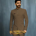 Matching Design Men's Suit 2pcs African/Indian Safiri Attire Customized Set with Gold Button for Wedding Party Formal Events