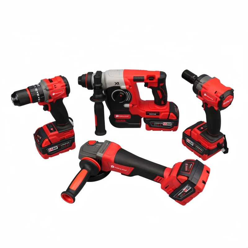 Brushless Electric Tools Screwdriver Hammer Angle Grinder Wrenches Combination Set With 4 Batteries - View 4 | SAMAG
