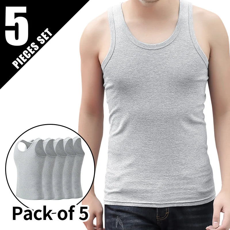 9/5/3 Pack Men's Four Seasons Pure Color Simple Joker Fashion Vest Loose Sports Running Fitness Mountaineering Top Teenager T