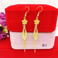 NovaGlod  24K real gold summer tassel earrings for women's fashion 9999 real gold earrings flower gold jewelry accessories