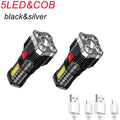 5LED High Power Led Flashlights Rechargeable Camping Spotlight with Side Light 3 Lighting Modes for Camping Adventure Outdoor