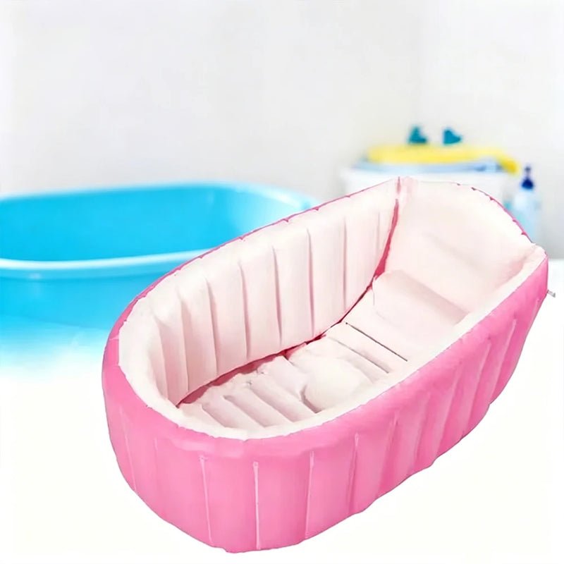 Inflatable Bathtub Pool for Baby 0-6 Months, Portable Blow Up Tub with Non-slip Base & Sitting Support for Toddler Bathing