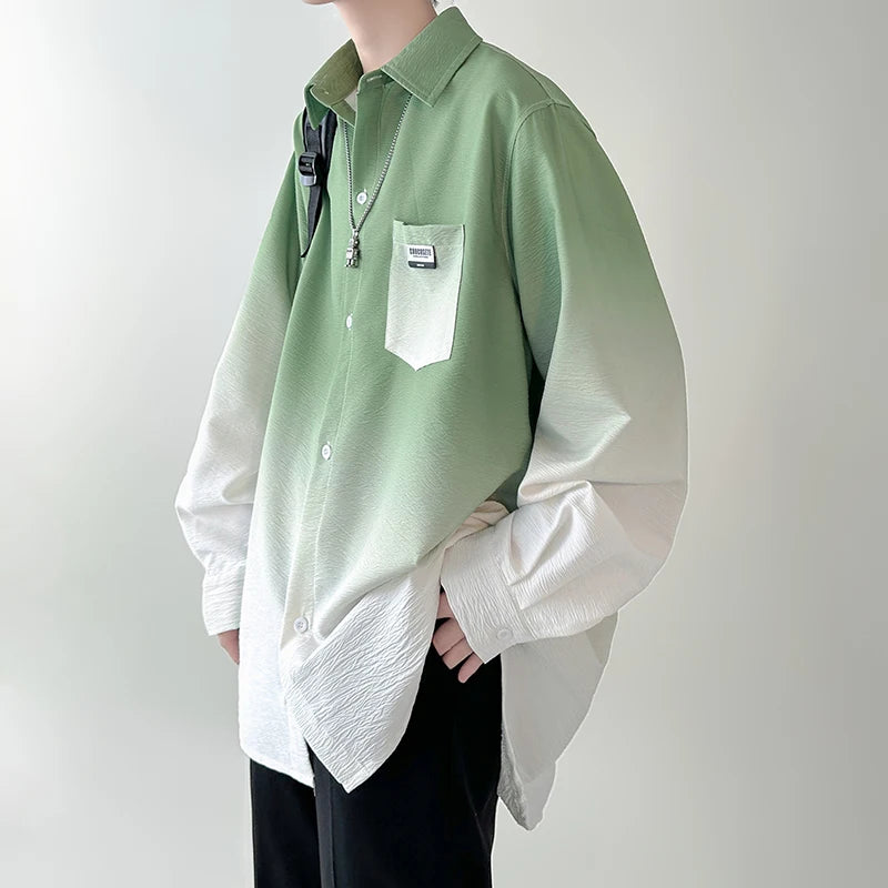 Men's shirt Gradient Plicated Long Sleeve Loose Korean | SAMAG
