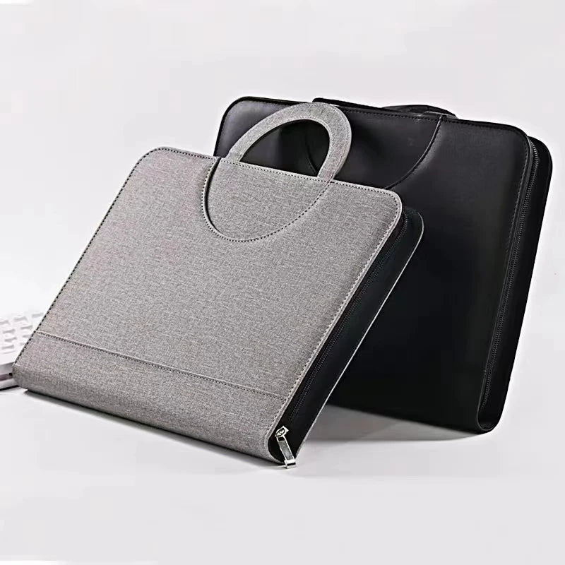 A4 Portable File Folder with Calculator Binder Organizer Manager Office Document Pad Briefcase PU Leather Padfolio Bag Customize