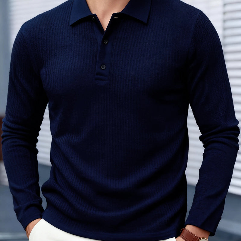 Men's Business Casual Long Sleeve Polo T - shirt Summer Comfortable Breathable Top male fFormal Occasions - View 3 | SAMAG