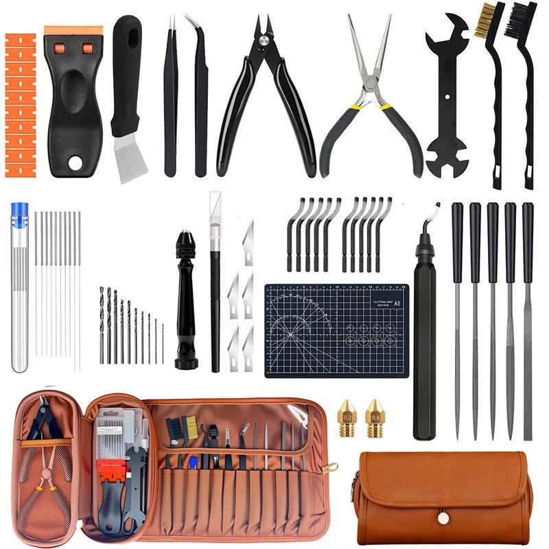 66Pcs Complete 3D Printer Tool Kit All-in-One Handy Tools for Print Maintenance Trimming Polishing Finishing DIY Print Projects