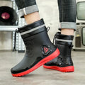 Men's New Short Rain Boots with Elastic Cuff Waterproof Non-Slip Soft Sole Work Rubber Shoes