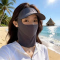 Sun Protection Integrated Face Mask Hat Ice Silk Breathable Full Face Cover UV Resistant Summer Outdoor Women Lightweight Daily