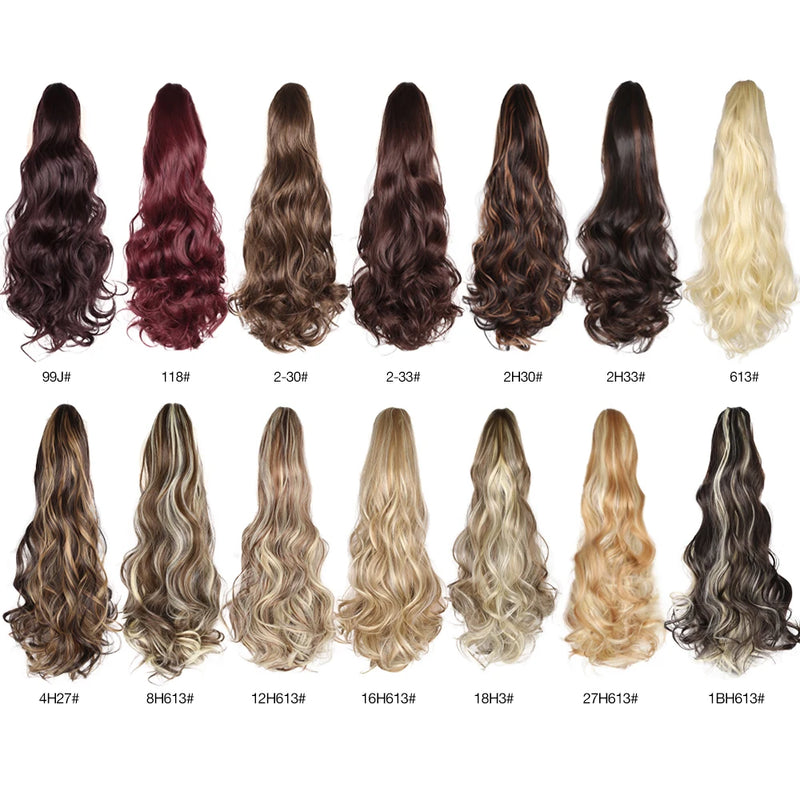 Synthetic Claw Clip On Ponytail Extension 22Inch Long Straight Wavy Ponytail Hair Ponytail With Claw Clip On Ponytail For Women