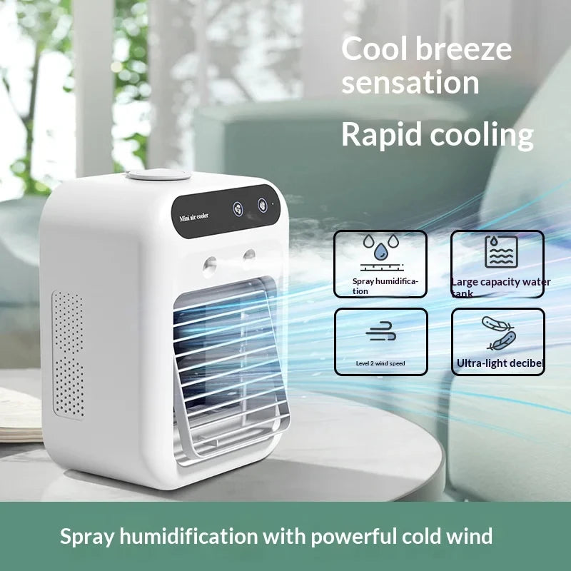 Popular Portable Dorm Cooling Fan with Fine Mist Humidification Desktop Mobile Mini Air Conditioner Energy Saving for Bedroom Of