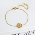 Light Luxury Stainless Steel Hot Sale Black and White Shell Five Leaf Flower Bracelet Simple Woman Fashion Daily Party Jewelry C