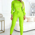 Women's 2 Piece Tracksuit Embroidered Letter Crop Hoodie Drawstring High Waist Pocket Jogger Pants Slim Casual Sports Outfit Set