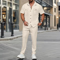 Cross-Border Men's Summer New Solid Color Button-Up | SAMAG