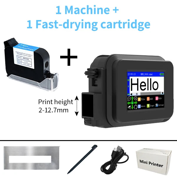 Iottim 12.7mm Mini Portable Inkjet Printer Small Business Date Label Printer QR code Logo Batch Number