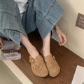 Women's Suede Clogs with Adjustable Strap Fashion Cork Footbed Genuine Leather Mules Outdoof New Slip on Potato Shoes