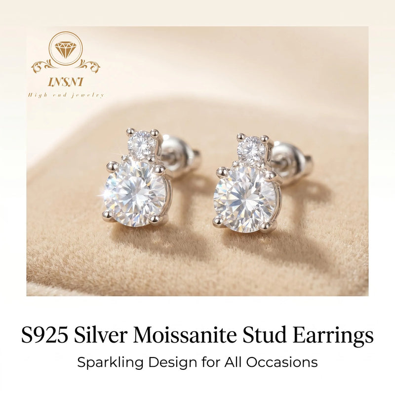 0.5ct D Color Moissanite S925 Silver Four Claw Minimalist Stud Earrings GBA Certified Women's Jewelry Girl - Visuel 5 | SAMAG