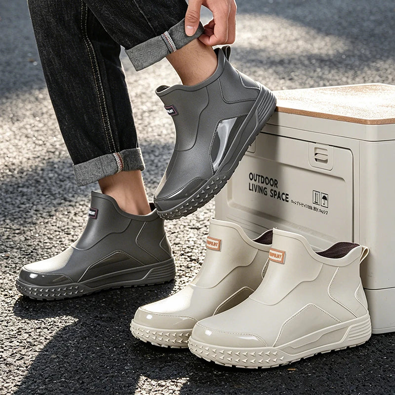 Unisex Short Outdoor Rain Boots, Anti-Slip Wear-Resistant Waterproof Shoes, Casual Wading Boots for Fishing & Work