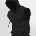 Men's Summer Solid - Color Black Hooded Drawstring Vest with a Simple and Casual Style This Vest Is a Perfect Choice for Men in
