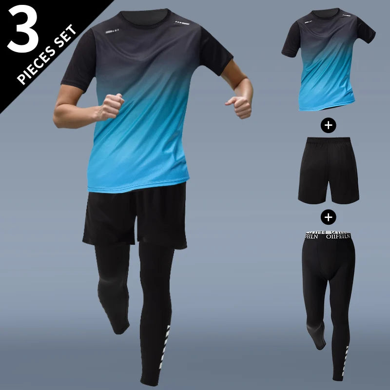 5/3/2/1 Piece Men's Four Seasons Multi-match Combination Sports Suit Gradual Zipper Jacket Running Fitness Short-sleeved Shorts