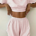 Women's Striped Pajama Set Summer Short-Sleeved T-Shirt | SAMAG