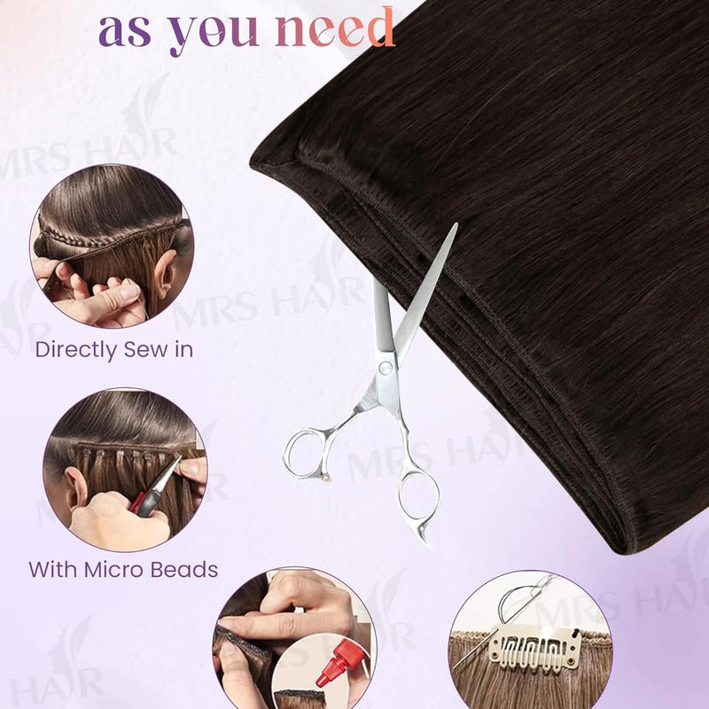 MRS Hair Bundles Human Hair Sew-in Double Weft Natural Straight Hair Bundles 50g/pack MachineRemy Natural Straight Bundle Deals