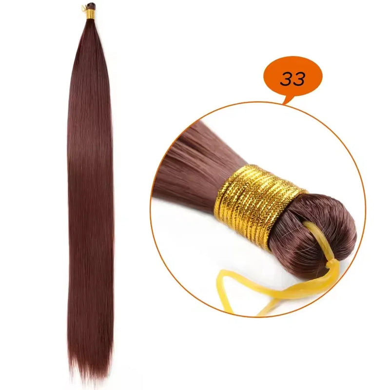 Synthetic Long Straight Silky Bulk Hair Extensions 28 Inch High Temperature Hair Bundles Extension 150g one Pack for Women Girls