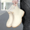 Men's Rain Shoes Non-slip Rubber Boots Fashion Short Tube Rain Boots Slip on Work Water Shoes Outdoor Waterproof Fishing Shoes
