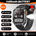 LIGE Militray 1400mAh Large Battery Smart Watch Men 2.01"HD Screen LED Flashlight & SOS Light BT Call Health Monitor Smartwatch