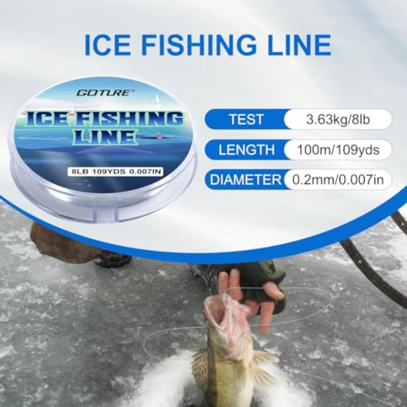 Goture 32" Ice Fishing Rod Reel Combo, M/MH Double Tip Ice Fishing Rod, Portable Ice Fishing Kit Include Rod/Lure/Line,and Tool
