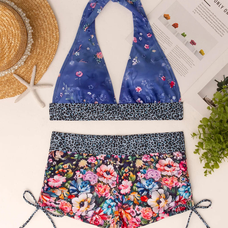Square Neck Modest Bikini Set With Skull Print | SAMAG