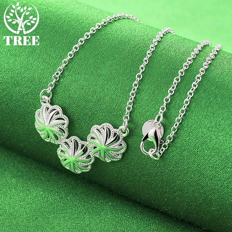 18K Gold Three Snowflakes Pendant Necklace For Women necklaces Fashion Party Birthday Wedding Jewelry Choker