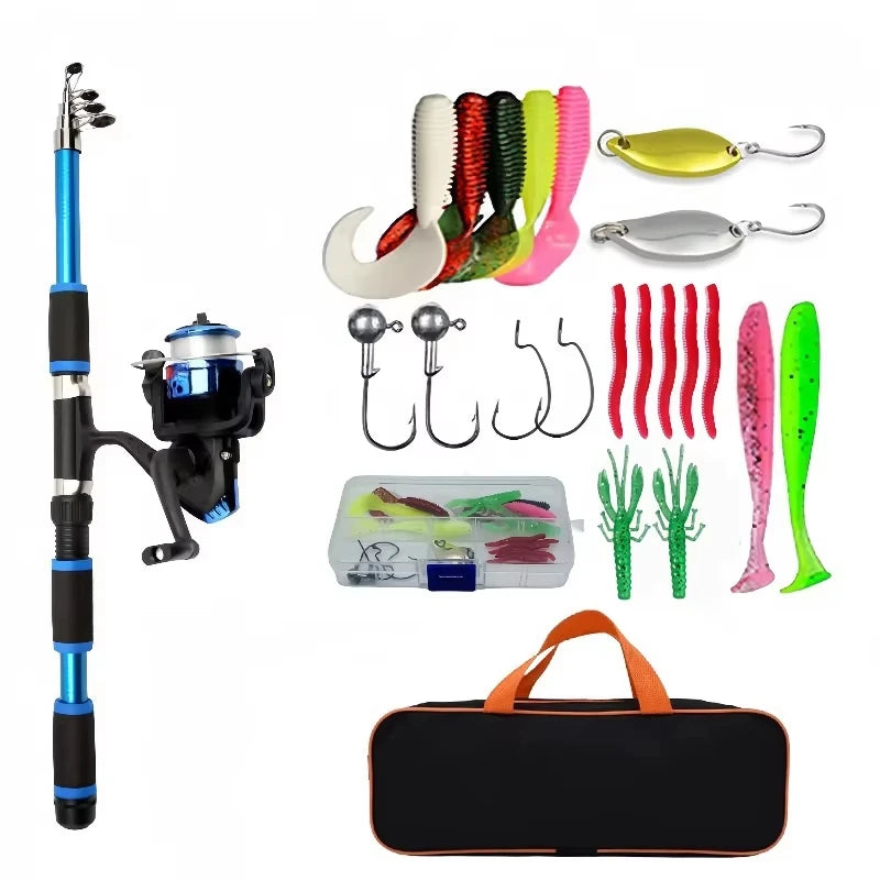 Fishing rod full set, fishing tackle set, novice fishing rod, fishing equipment and 21pcs bait are available in two styles