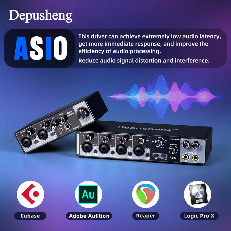 MQ22/44 ASIO Audio Professional Sound Card 2/4 Channel USB Audio Interface for Live Recording