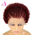 Braided Wigs for Black Women Human Hair Afro Puff Lace Frontal Hair Wigs Afro Kinky Curly Human Hair 13x4 Lace Front Pre Braided