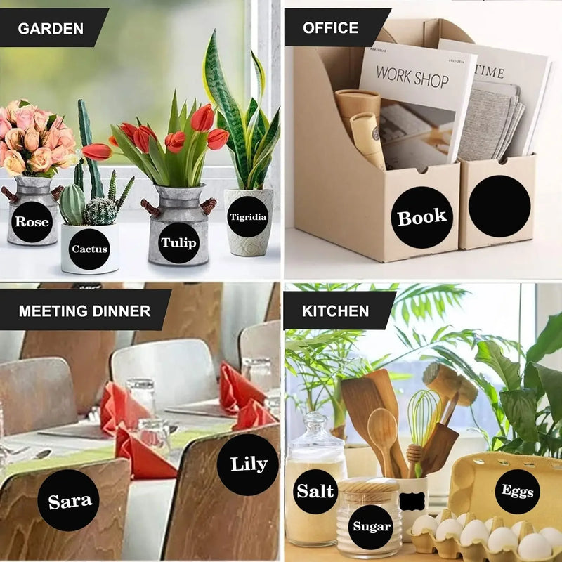 120pcs 5cm Chalkboard Labels with Pen Round Stickers Black Circle Labels Dot Stickers for Office Classroom Home School Crafts