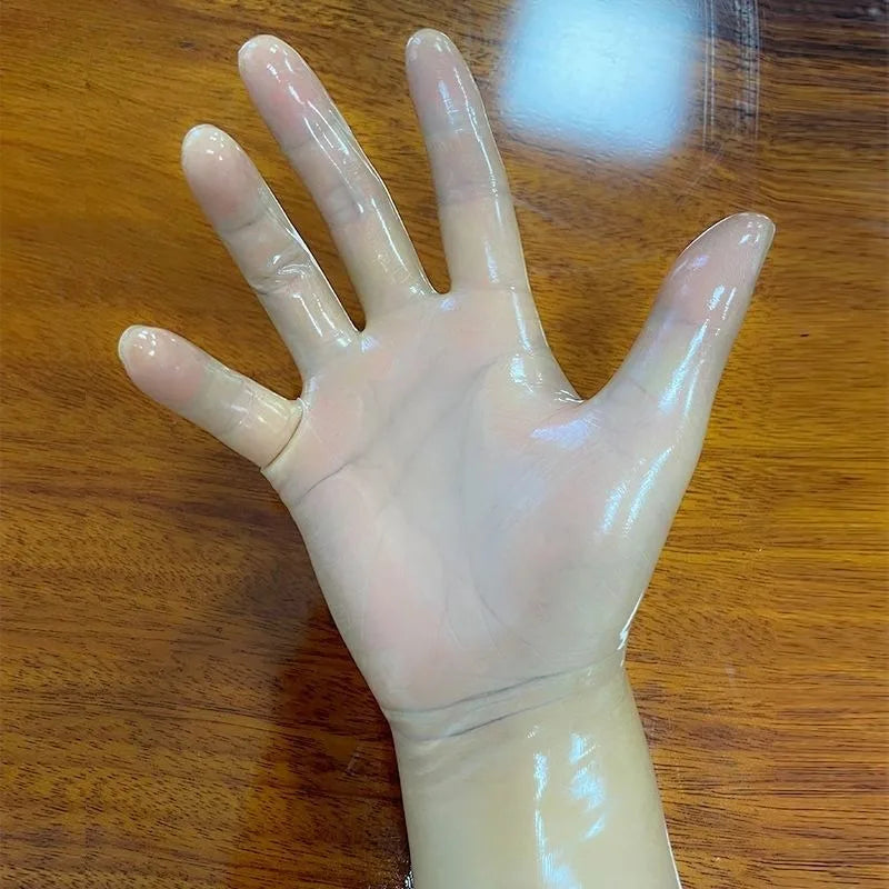 Latex Gloves Ultrathin Transparent Glossy with Oil Shiny Waterproof Elastic Stretchy Smooth Intimate Use Couples Night Lifestyle