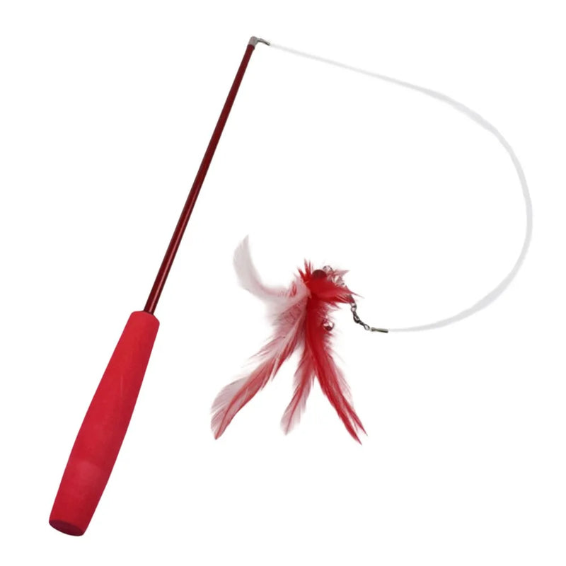 Durable 3-section Cat Teaser Wands Interactive Funny Telescopic Fishing Pole Stick Teaser Cat Accesorios