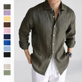 Men's Linen Shirt Cotton Blend Long Sleeve Button Down | SAMAG