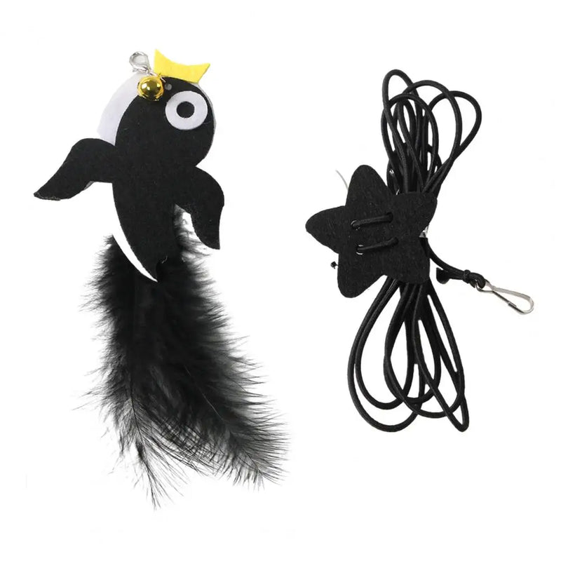 Self-play Cat Toy Swinging Cat Toy with Elastic Rope Feathers Bell Hanging Cat Teaser for Indoor Cats Self-play Hunting