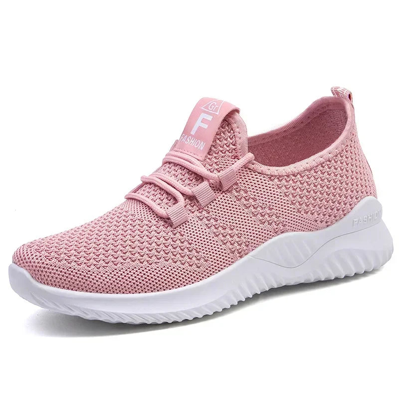 2026 Spring and Autumn Fashionable Solid Color Breathable Round Toe Sneakers Casual and Comfortable Thick-soled Women's Shoes