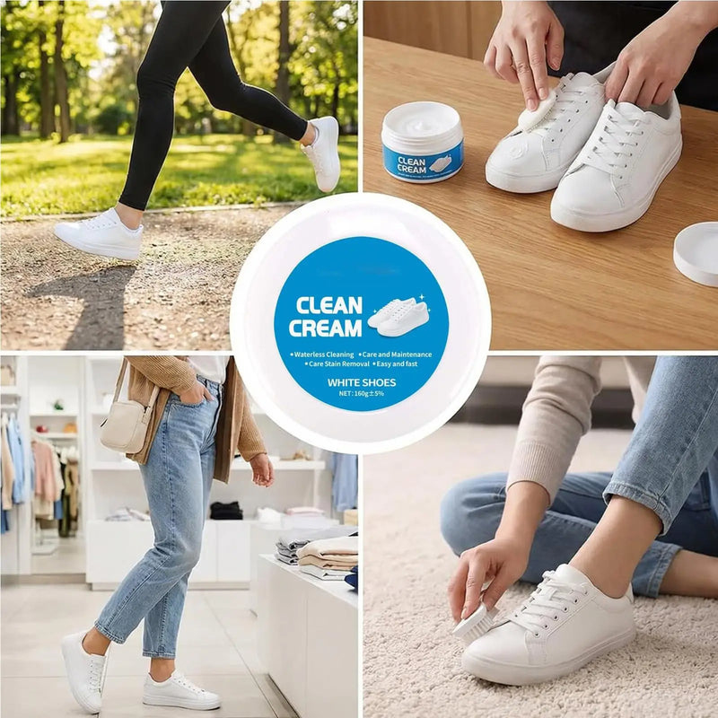 White Shoes Clean Cream 160g No Wash Whitening Paste Multipurpose Gentle Cleaner For Sneakers, Gym Running Soccer Basketball