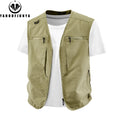 2026 Summer Men Sleeveless Outdoor Cargo Leisure Work Vest Men Pocket Solid Color Fishing Camping Thin Vest Male Waistcoat 8XL