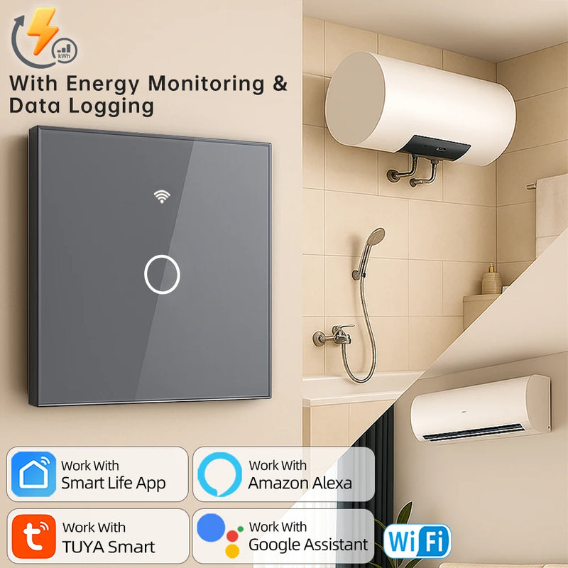 Smart WiFi Boiler Switch 20A/40A for Water Heater & Air Conditioner - Tuya Smart Life App, Works with Alexa & Google Home