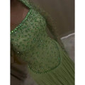 Mila Customized Green A-line Pleats Square Collar Prom | SAMAG