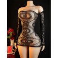 Erotic Babydoll Mini Dress Long Sleeve Off The Shoulder Sexy Costume Elegant Women's Bodycon Tights See-through Sexual Lingerie