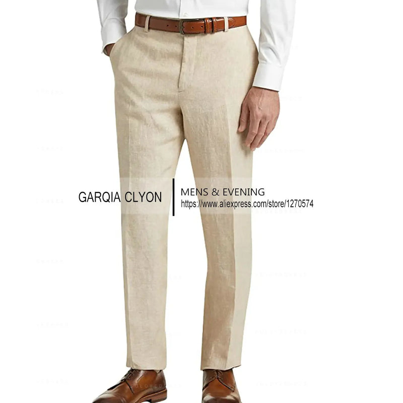 Summer Linen Suit Men Casual Party Classic Blazer Pants 3 Pieces Holiday Travel Tailor-made Breathable Cool Male Outfits